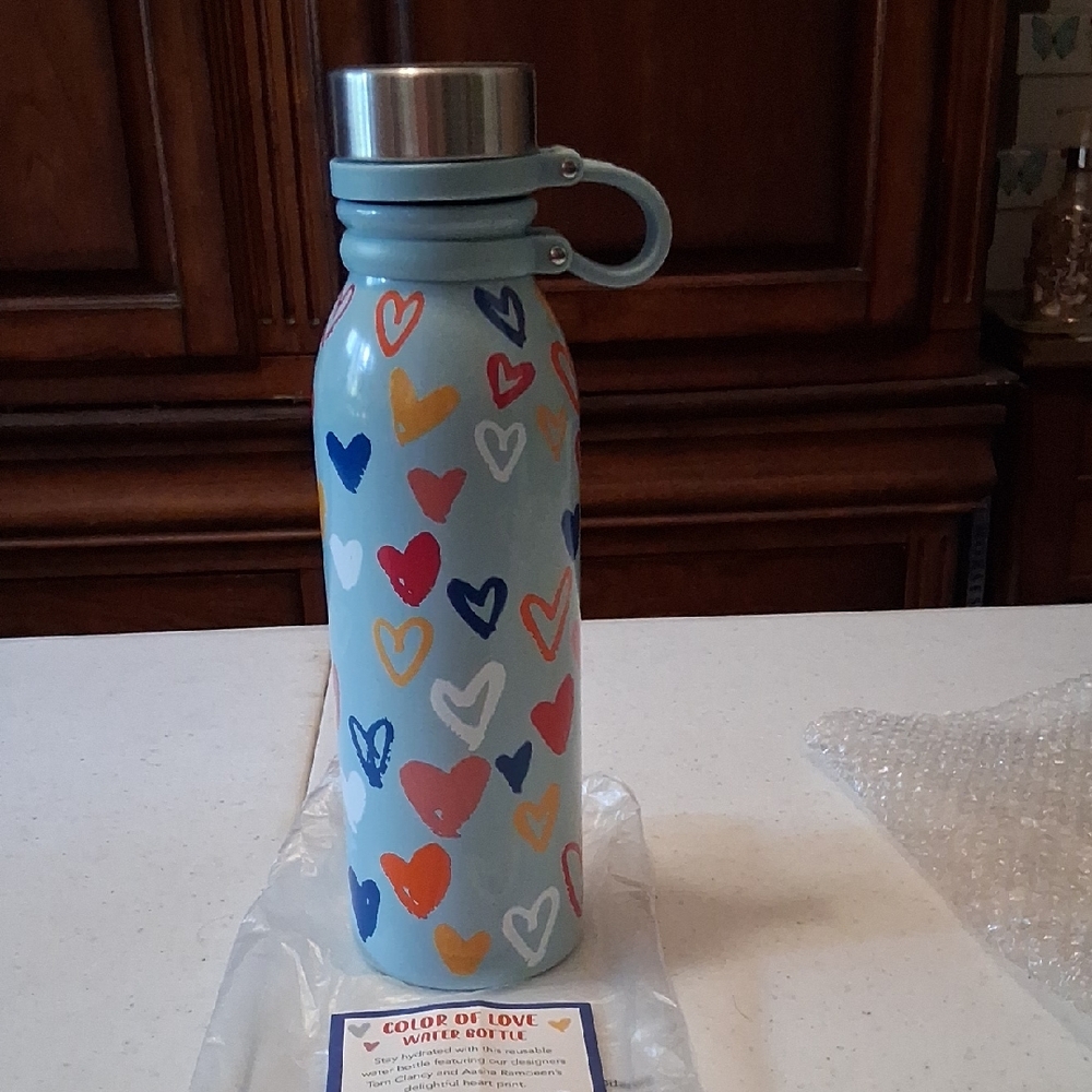 Brighton Blue and Red Heart Pattern Thermos